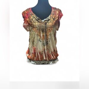 Y2K boho fairy top embroidered indie sleaze lace back layering 2000s whimsy vtg